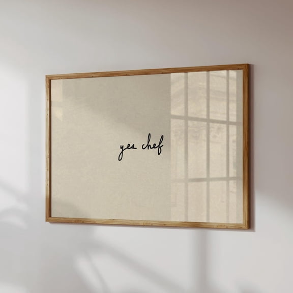 Yes Chef Art Print, Hand Drawn Typography, Minimalist Kitchen Decor, Unframed Paper Print Size 8x12