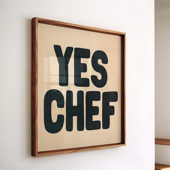 Yes Chef Dining Room And Kitchen Wall Art - Black Kitchen Print Chef Print Kitchen Decor Square Print For Kitchen Poster UNFRAMED PAPER POSTER, Home Decor, Vintage Gift, Living Room Dercor