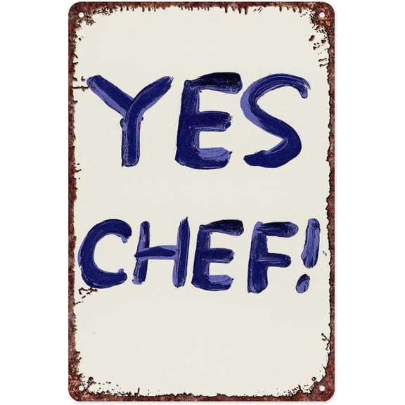 Yes Chef Kitchen Minimalist Cooking The Bear Quote Poster Vintage Metal Tin Sign For Home Room Hallway Bathroom Office Wall Decor Size 12x8 Inch