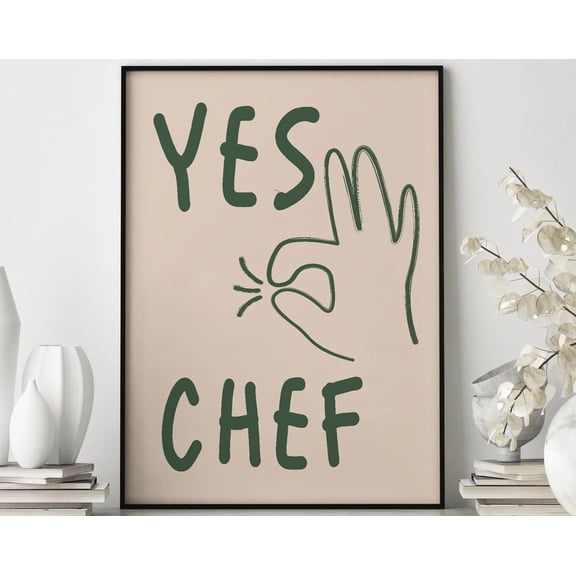 Yes Chef Poster Minimalist Kitchen Print Gift For Chef Home Decor Office Wall Art Home Decor Office Wall Art