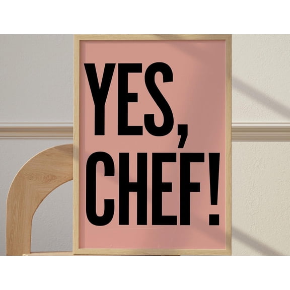Yes Chef Print Kitchen Wall Art The Bear Show, Stretched Canvas 8x10in