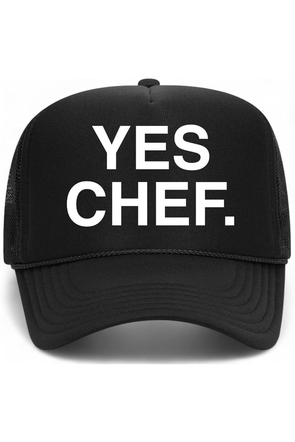 Yes Chef Trucker Hat | Food Influencer Bear Meme Funny Drinks Cowboy Vintage | Premium Mesh Foam Snapback Hat for Men & Women