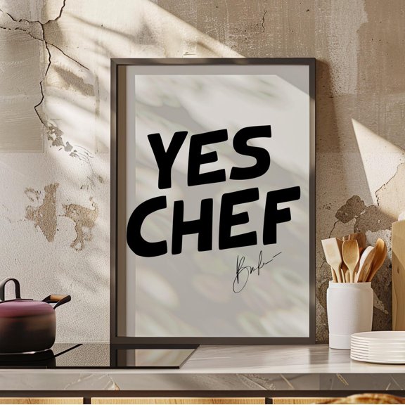 Yes Chef Wall Art Gift for Chef Typography Kitchen Wall Decor Chef Poster Modern Minimalistic Restaurant Decor Unframed Paper Print