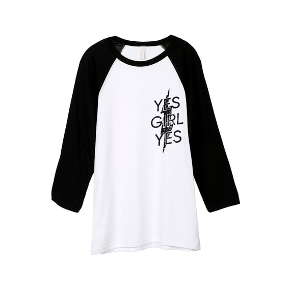 Yes Girl Yes Unisex 3/4 Sleeves Baseball Raglan T-Shirt Tee White Black X-Small