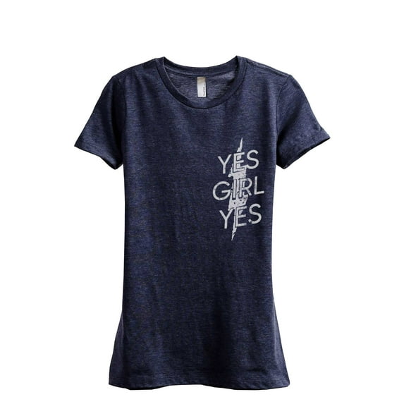 Yes Girl Yes Women's Fashion Relaxed T-Shirt Tee Heather Navy Medium