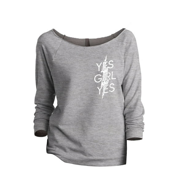 Yes Girl Yes Women's Fashion Slouchy 3/4 Sleeves Raglan Sweatshirt Sport Grey Small