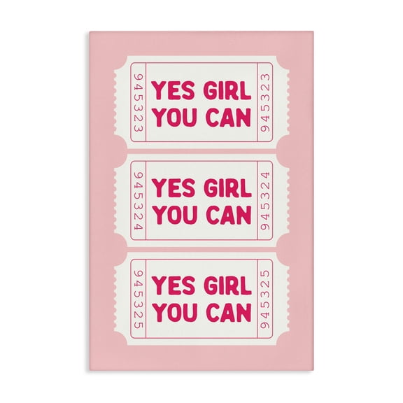 Stupell Industries Yes Girl You Can on Pink Canvas Wall Art, design by Lettered and Lined, 45 x 30