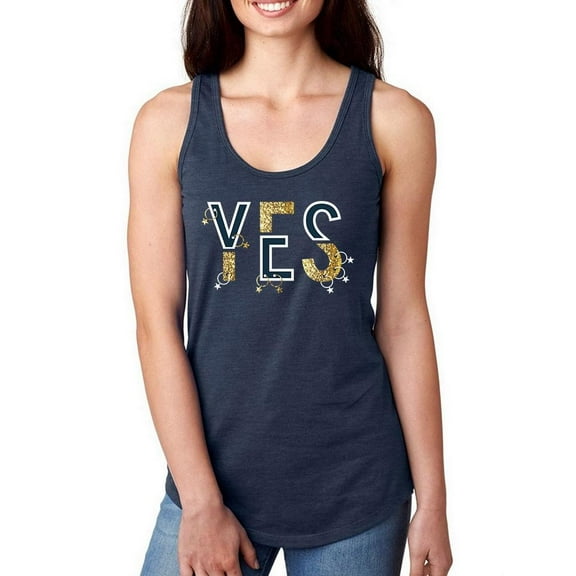 Yes Gold Glitter W Keychains Racerback Tank Women -Image by Shutterstock, Female XX-Large