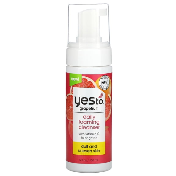 Yes To Grapefruit Daily Foaming Cleanser, Brightening Face Wash That Removes Make Up & Impurities Without Stripping Skin & Leaves You Glowing, With Vitamin C, Natural, Vegan & Cruelty Free, 5 Fl Oz