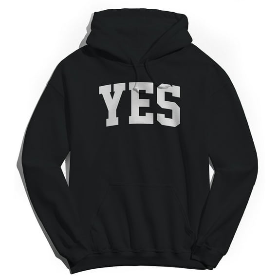 Yes Graphic Black Men's Cotton Pullover Hoodie