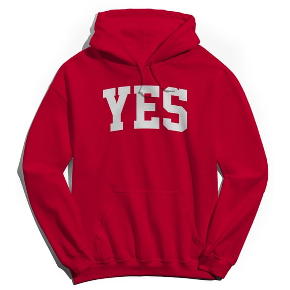 Yes Graphic Red Men's Cotton Pullover Hoodie