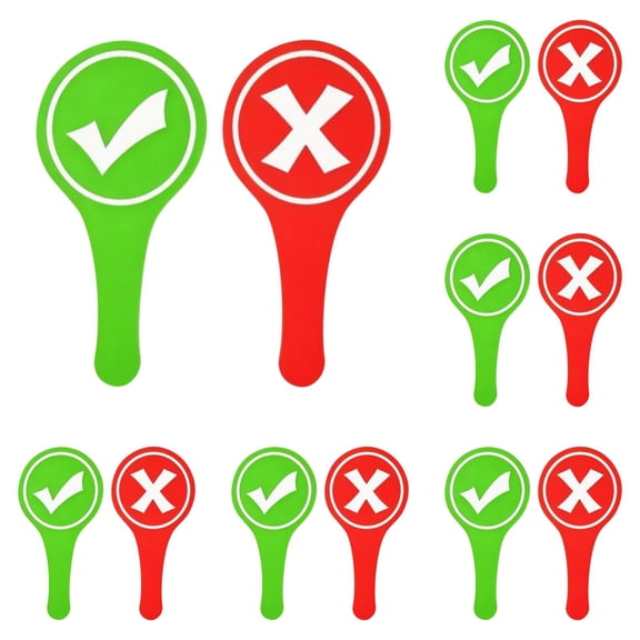 Yes or No Handheld Paddles, Double Sided Red Green Score Board Signs, Voting Paddles Interaction Signs, Funny Right Wrong Hand Sign for Parties Games Group Activities, 4×7.9 Inch,5pcs