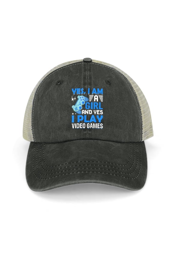 Yes, I Am A Gamer Black Hat Adjustable Funny Fashion Unisex Baseball Cap for Men Women