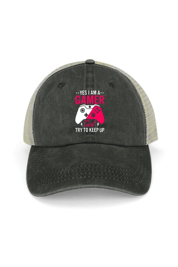 Yes, I Am A Gamer Black Hat Adjustable Funny Fashion Unisex Baseball Cap for Men Women