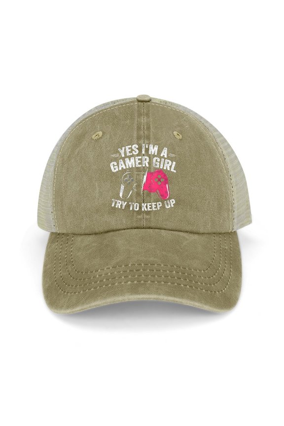Yes, I Am A Gamer Khaki Hat Adjustable Funny Fashion Unisex Baseball Cap for Men Women