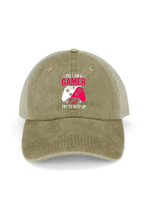 Yes, I Am A Gamer Khaki Hat Adjustable Funny Fashion Unisex Baseball Cap for Men Women