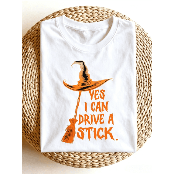 Yes I Can Drive A Stick Funny Halloween Spooky Witch T Shirt
