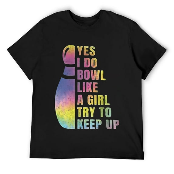 Yes I Do Bowl Like A Girl Bowling Shirts For Women Funny T-Shirt Black 4XL