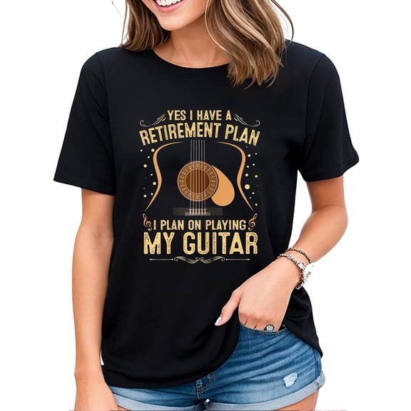 Yes I Have A Retirement Plan Shirt For Guitar Players Retired Womens T-shirt Black Large