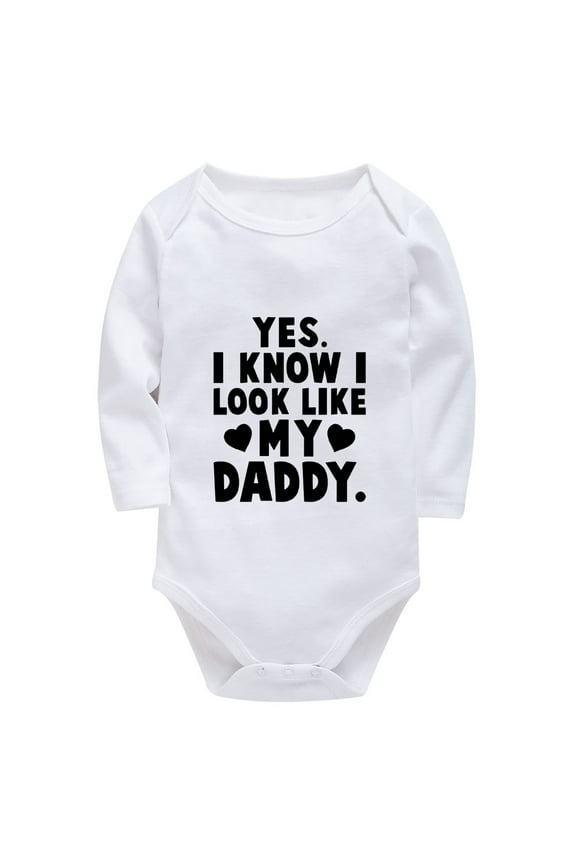 Yes I Know I Look Like My Daddy Newborn Boy Outfits for Hospital Coming Home Long Sleeve Baby Boy Outfit Newborn White Infan
