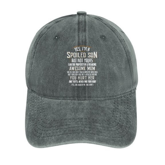 Yes I’m A Spoiled Son Gray Baseball Cap for Men Women, Adjustable Snapback Hats Cotton Hat