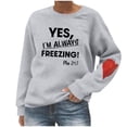 thumbnail image 1 of Yes, I'm Always Freezing Women's Crewneck Sweatshirts - Trendy Casual 2025 Long Sleeve Pullover Loose Cute Heart Tunic Tops Gray M, 1 of 4