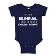 thumbnail image 1 of Yes I'm Bilingual I Can Cry In Both English And Gujarati Baby Bodysuit One Piece NB Navy Blue, 1 of 3