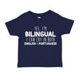 thumbnail image 1 of Yes I'm Bilingual I Can Cry In Both English And Portuguese Toddler T-Shirt 3T Navy Blue, 1 of 3
