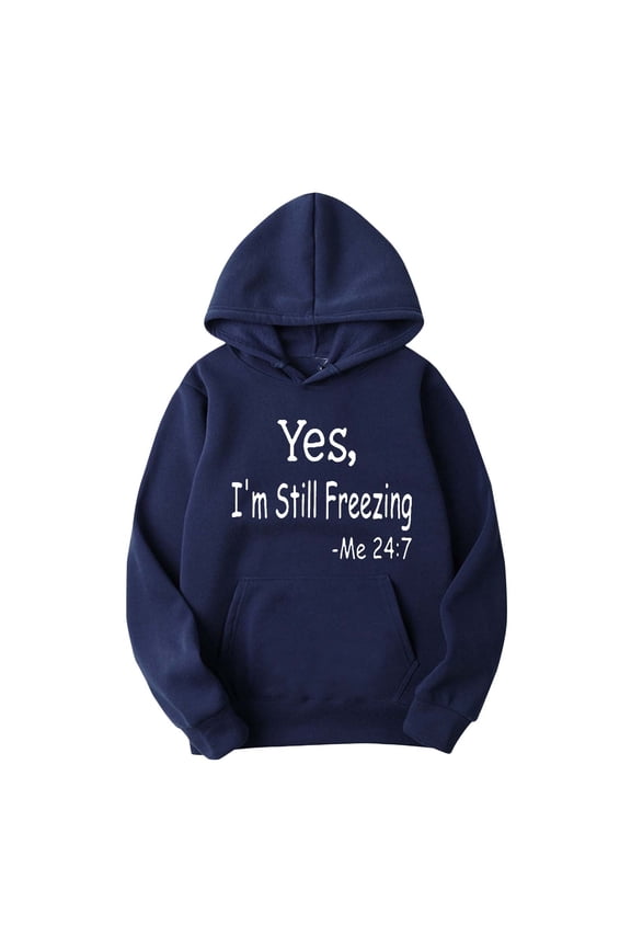 Yes,I'm Still Freezing Mens Hooded Tops Funky Long Sleeve Hoodie Fashion Baggy Casual Sweatshirts Outdoor Streetwear