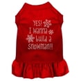thumbnail image 1 of Mirage Pet Yes! I want to Build a Snowman Rhinestone Dog Dress Red Sm, 1 of 9