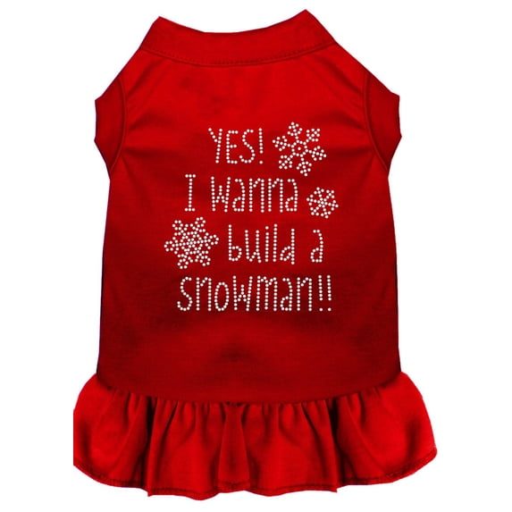 Mirage Pet Yes! I want to Build a Snowman Rhinestone Dog Dress Red Sm