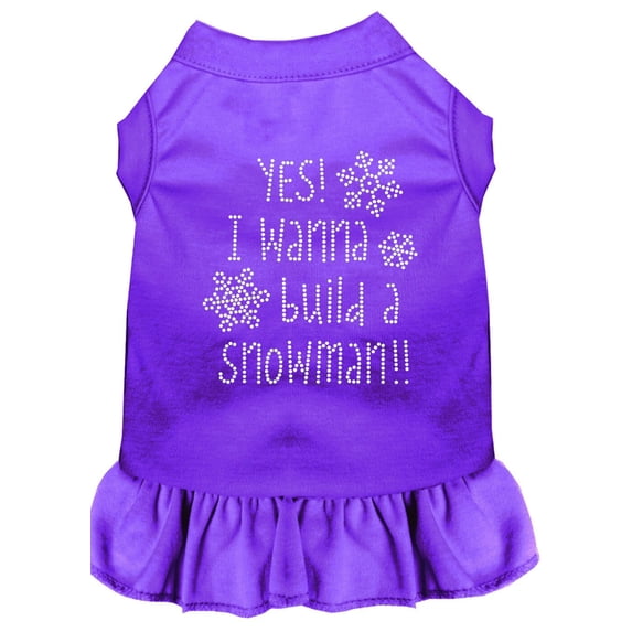 Mirage Pet Yes! I want to Build a Snowman Rhinestone Dog Dress Purple Sm