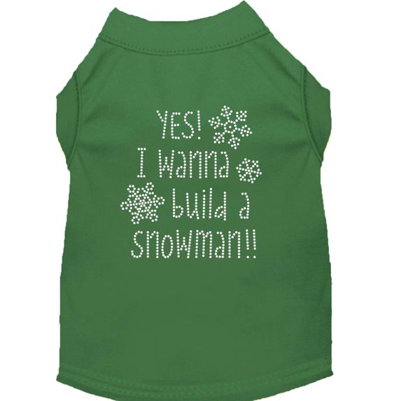 Christmas Pet Dog Cat Shirt Rhinestone, "Yes, I Want to Build a Snowman"
