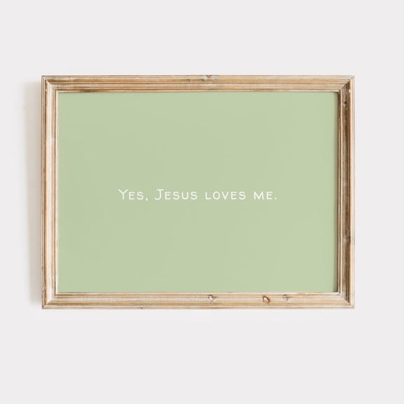 Yes Jesus Loves Me Christian Wall Art Lime Cream Wall Art Bible Verse Wall Art Christian Quote Print Wall Art