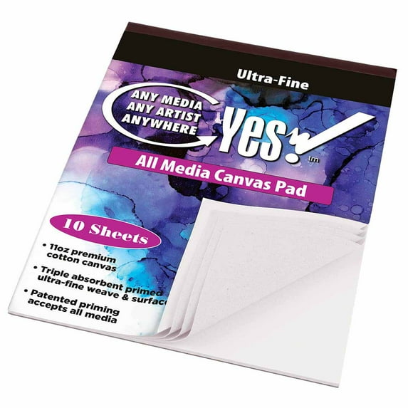 Yes! Multi Media Cotton Canvas Pads - Wet Media Canvas Pads (10 Sheets) for Watercolors, Oils, Acrylics, Markers, & More! - [11x14" - 3 Pack]