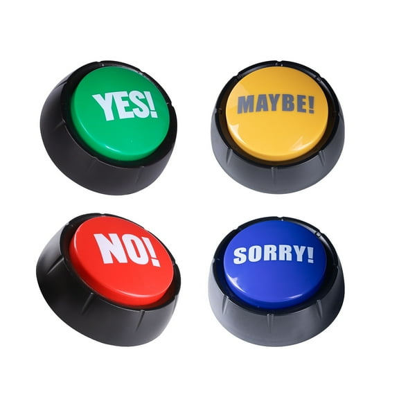 MyMealivos Yes No & Sorry Maybe Button with Sound 4 pack Answer Buzzers for Trivia Games and Novelty Toys for Adults