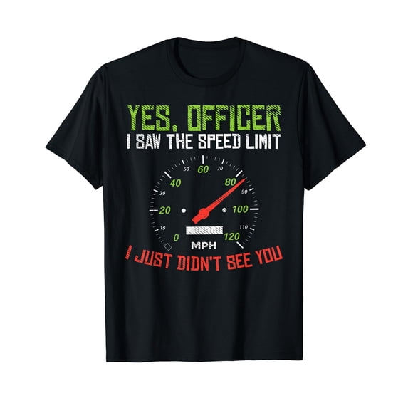 Yes Officer Speeding Funny Racing Race Car Driver Racer Gift Black T-Shirt