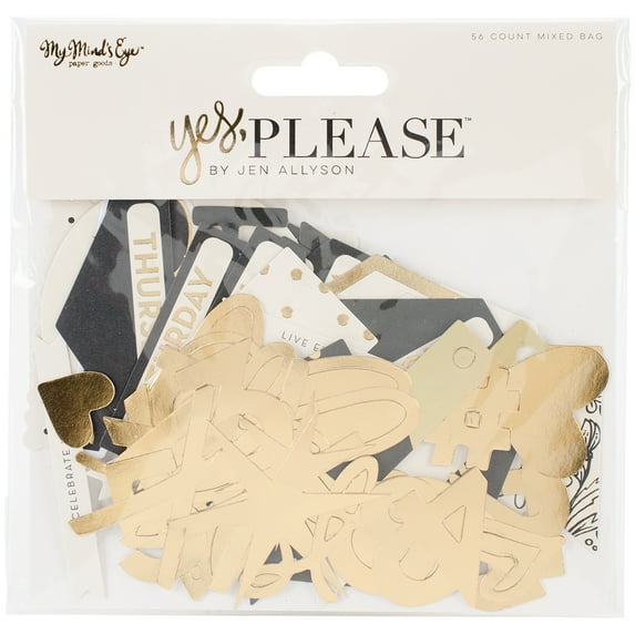 Yes, Please Mixed Bag Cardstock Die-Cuts 56/Pkg-W/Gold Foil Accents