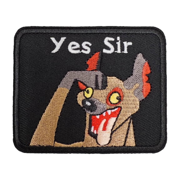 Yes Sir Funny Hyena Cartoon Meme Patch, Funny Military Hook And Loop Tactical Embroidered Patch Morale Patches For Molle Vest, Hat, Bag, Backpack, Clothing, Jackets, Diy Applique Accessories
