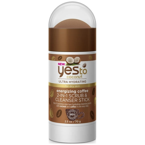 Yes To Coconut Energizing Coffee 2-in-1 Face Scrub & Cleanser Stick, 2.5 Oz.