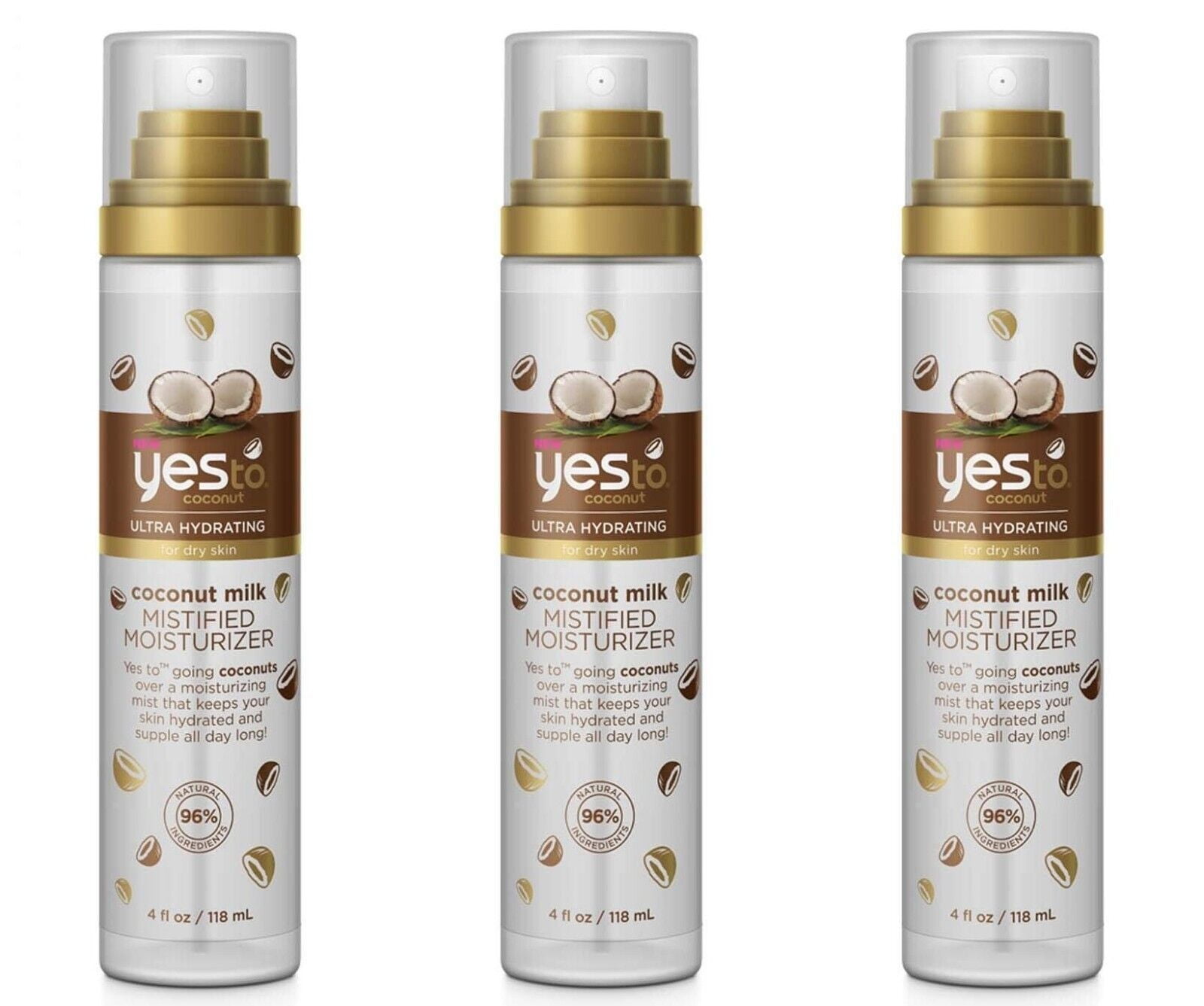 Yes To Coconut Ultra Hydrating Coconut Milk Mistified Moisturizer, 4.0oz 3 Pack