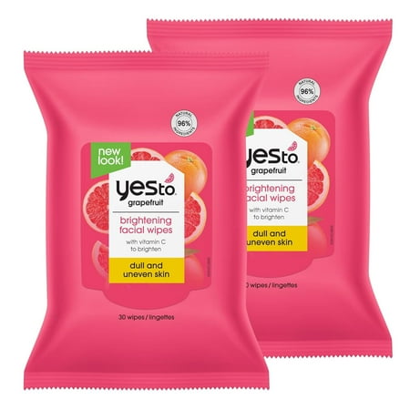 Yes To Facial Wipes, Grapefruit Brightening 30 Count 2 Pack