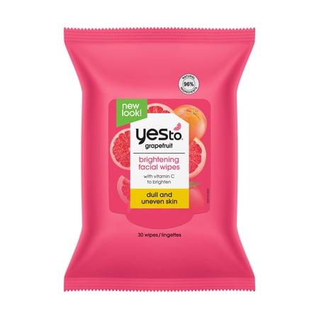Yes To Grapefruit Brightening Facial Wipes, Single Pack, 30 Ct