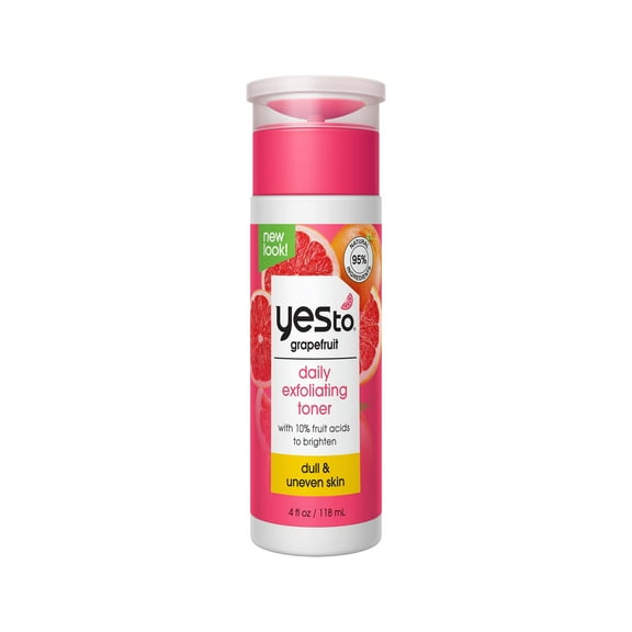 Yes To Grapefruit Daily Exfoliating Toner Liquid for Dull and Uneven the Skin, 4 fl oz