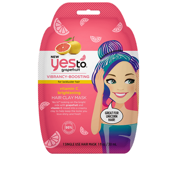 Yes To Grapefruit Vitamin C Brightening Clay Hair Mask, Single Use Hair Treatment, 1 Oz