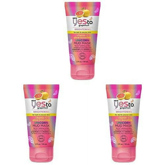 Yes To Grapefruit Vitamin C Glow-Boosting Unicorn Mud Mask, 2 Fl Oz (Pack Of 3).
