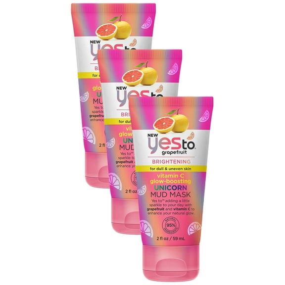 Yes To Grapefruit Vitamin C Glow-Boosting Unicorn Mud Mask, 2 Fl Oz (Pack of 3)