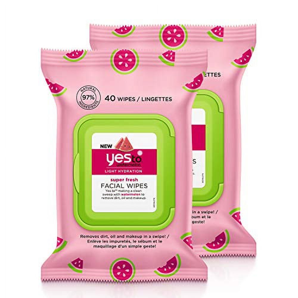 Yes To Light Hydration Super Fresh Facial Wipes, Watermelon, 80 Count