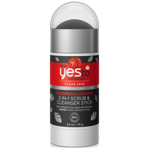 Yes To Tomatoes Detoxifying Charcoal 2-in-1 Facial Scrub & Cleanser Stick, 2.5 Oz.