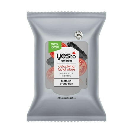 Yes To Tomatoes Detoxifying Charcoal Cleansing Wipes Makeup Remover Wipes, 30 Ct